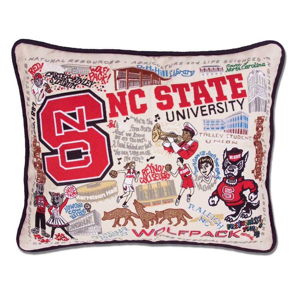 North Carolina State University Collegiate Embroidered Pillow by CatStudio by Quirks! at Shirley Shoppe