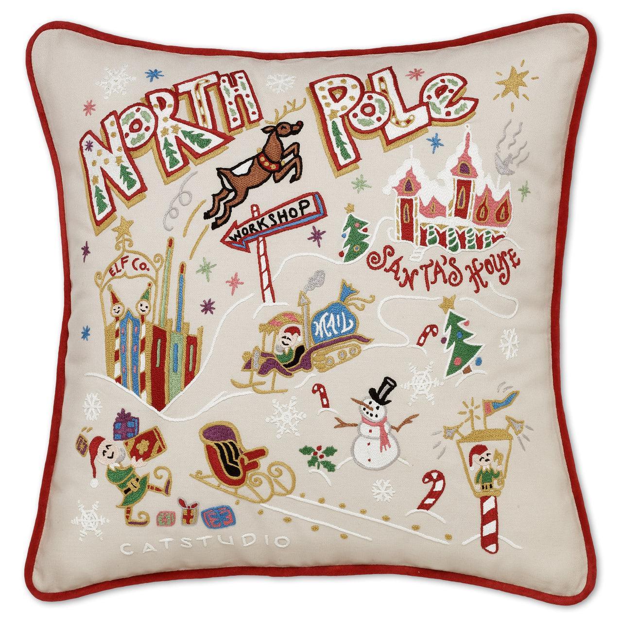 North Pole Christmas Hand - Embroidered Pillow by Quirks! at Shirley Shoppe