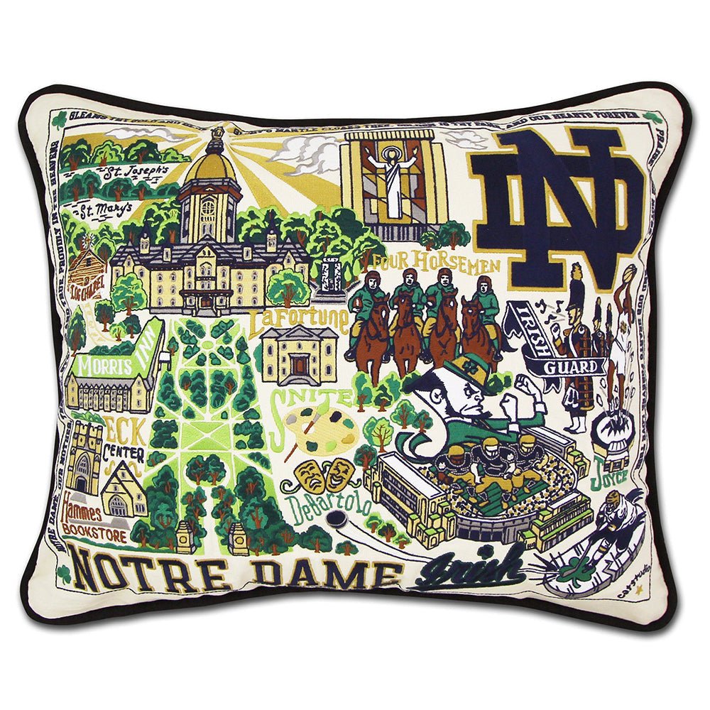 Notre Dame, University of Collegiate Embroidered Pillow by Cat Studio by Quirks! at Shirley Shoppe