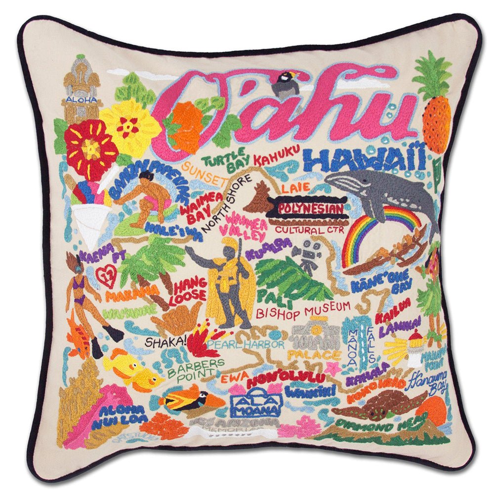 Oahu Hand - Embroidered Pillow by Quirks! at Shirley Shoppe