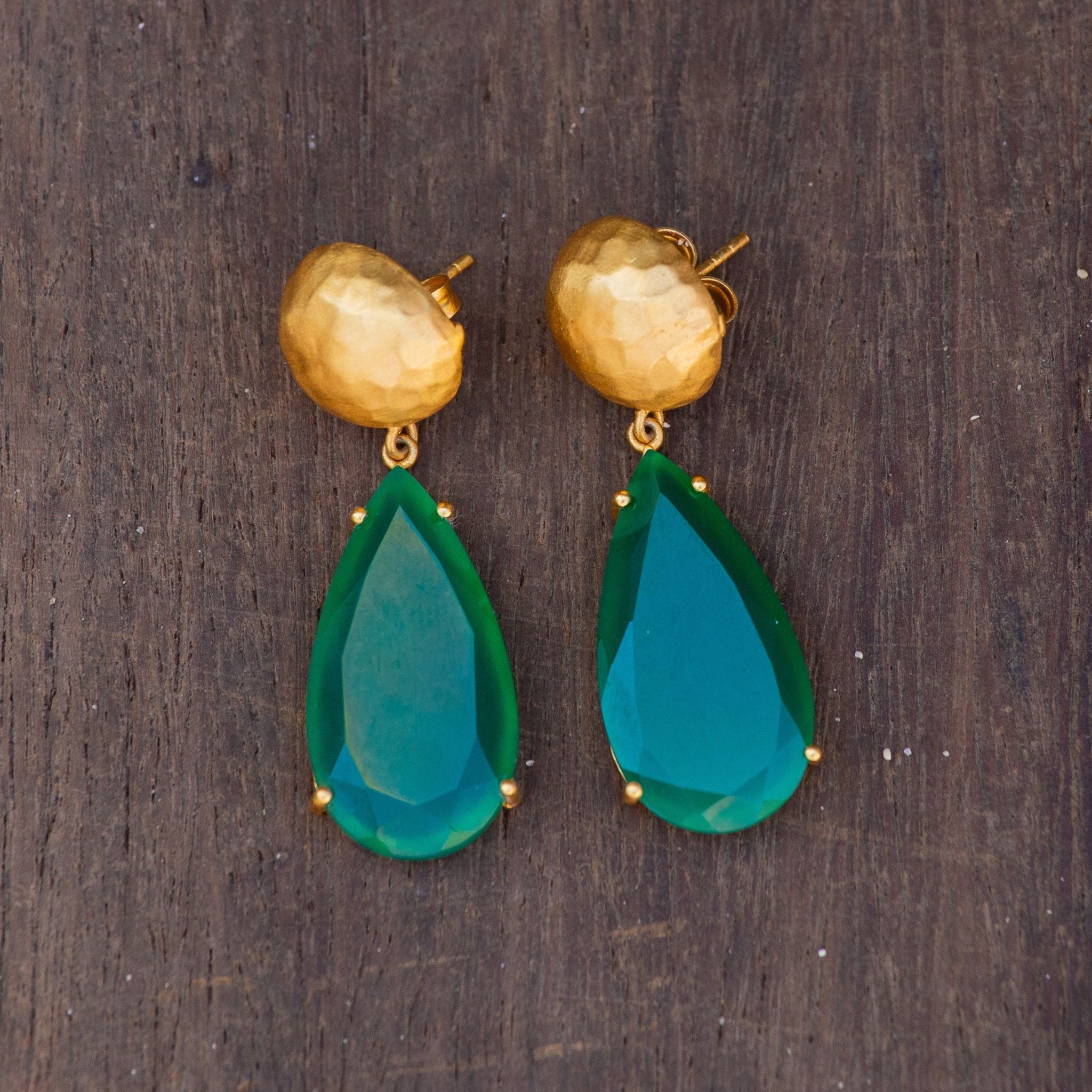 Ocean Tide Drop Earrings - Green Onyx by Christina Greene at Shirley Shoppe