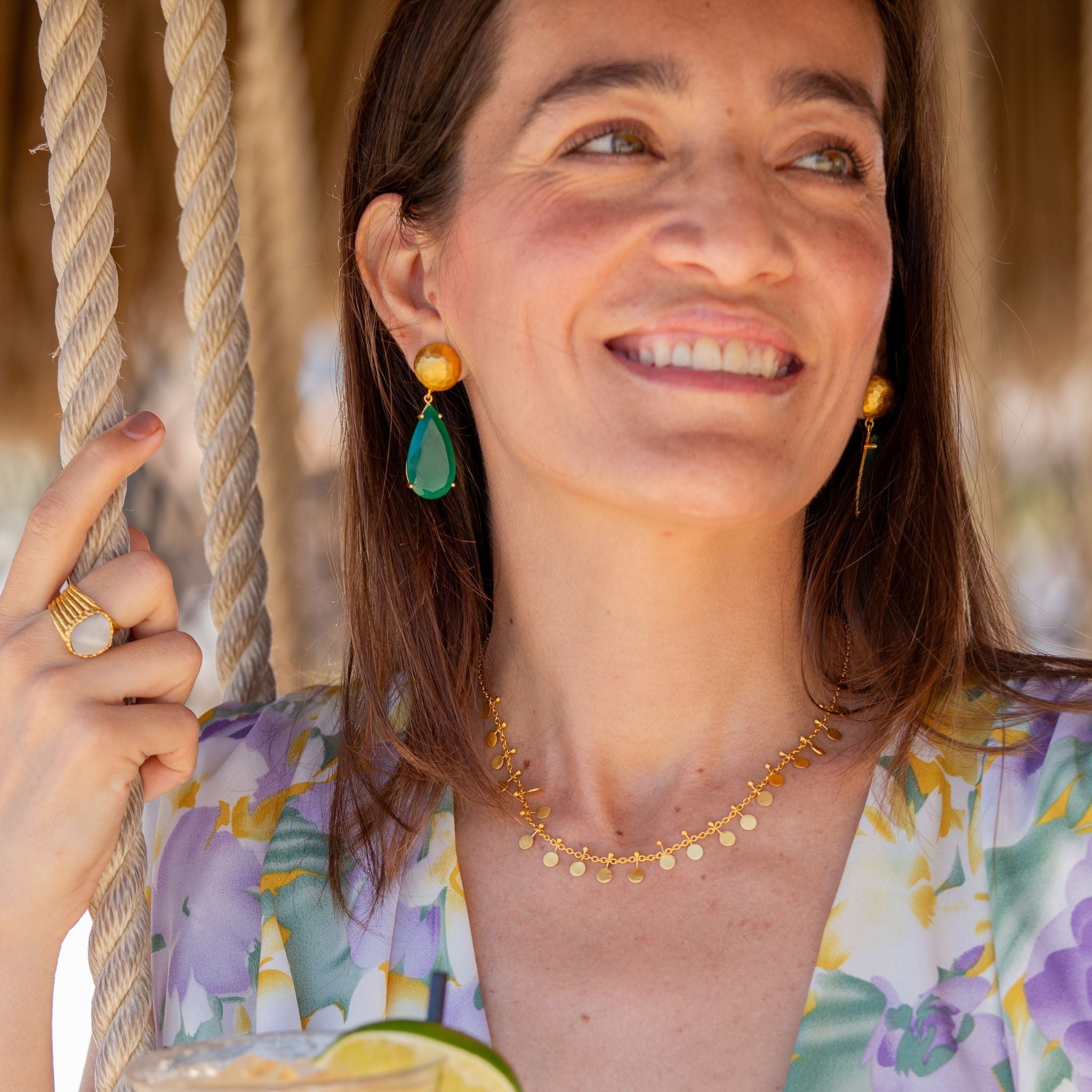 Ocean Tide Drop Earrings - Green Onyx by Christina Greene at Shirley Shoppe