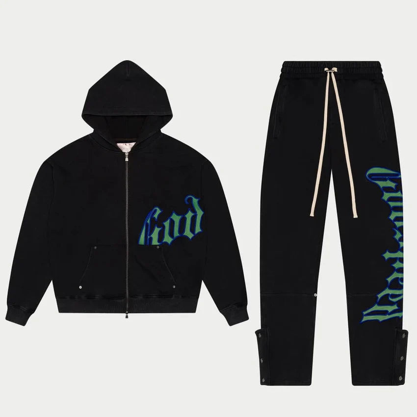 GODSPEEDOG Logo Sweatsuit (Black/Blue/Green)