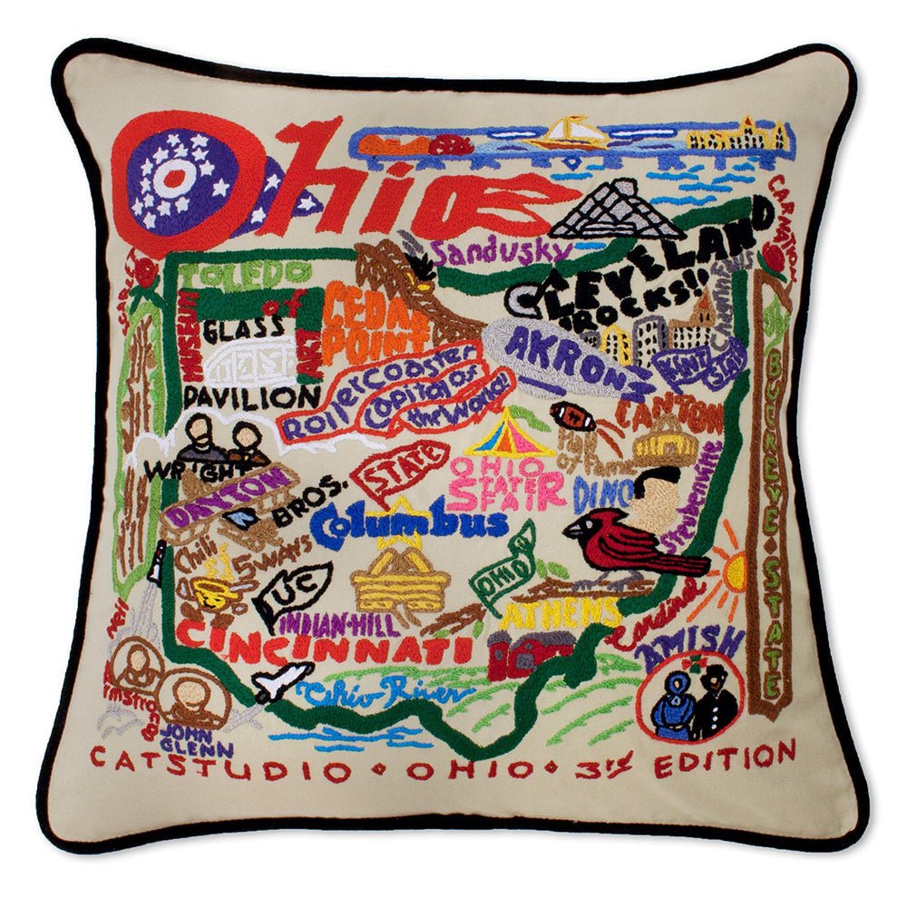 Ohio Hand - Embroidered Pillow by Quirks! at Shirley Shoppe