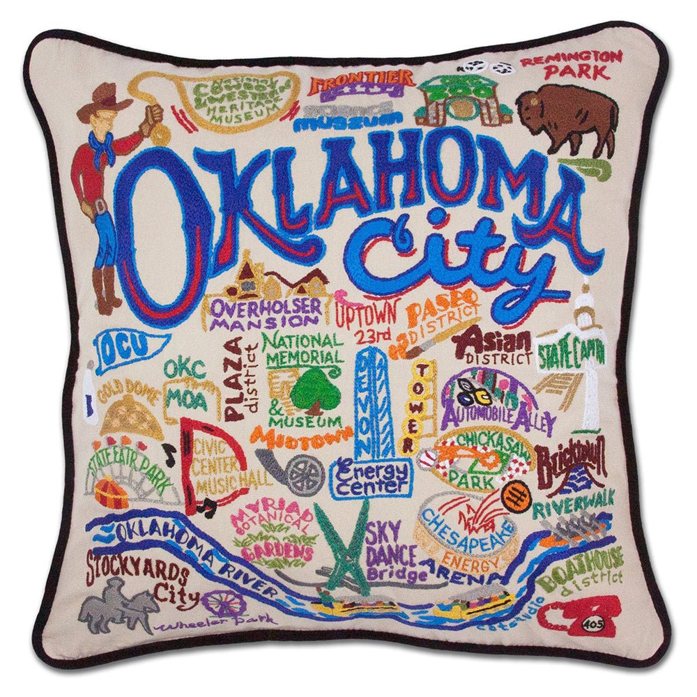 Oklahoma City Hand - Embroidered Pillow by Quirks! at Shirley Shoppe