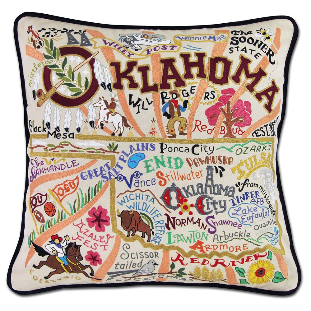 Oklahoma Hand - Embroidered Pillow by Quirks! at Shirley Shoppe