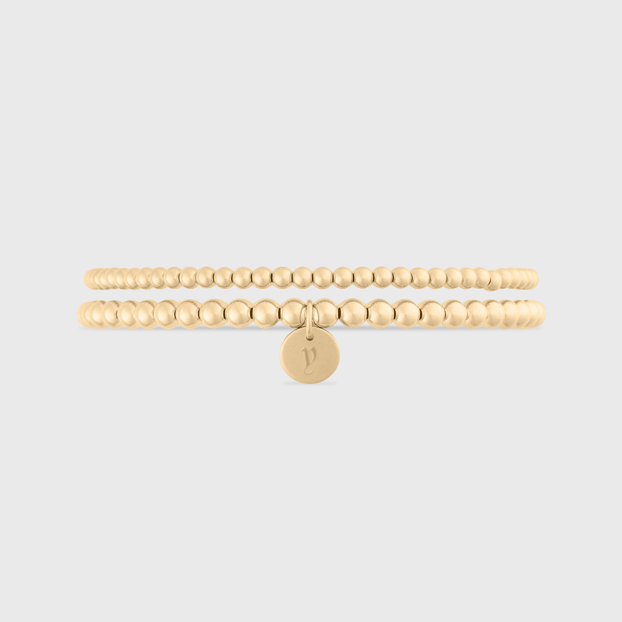 old english initial juno double bracelet stack (3+4mm) by Cuffed by Nano LLC at Shirley Shoppe