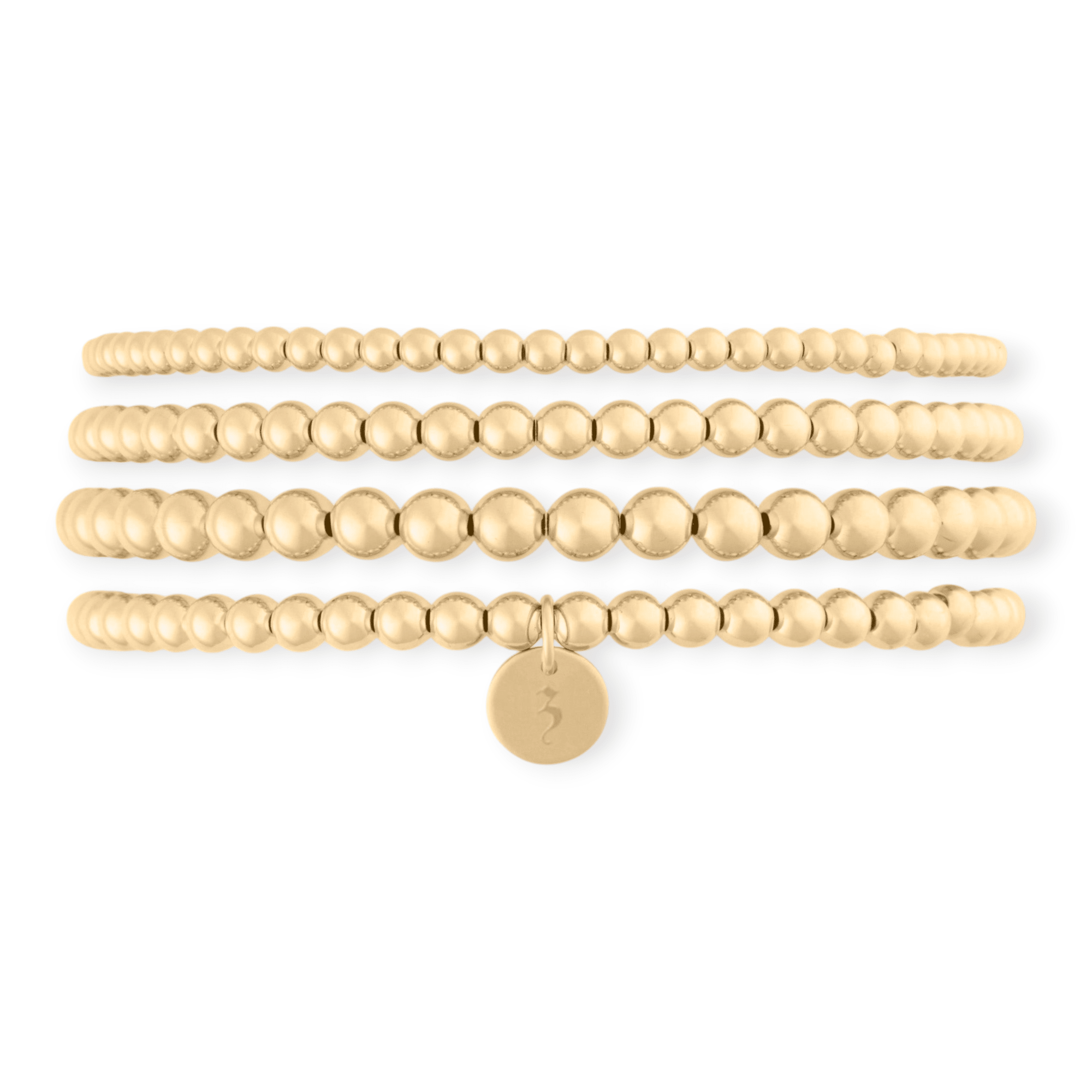 old english initial juno four bracelet stack (3+4+4+5mm) by Cuffed by Nano LLC at Shirley Shoppe