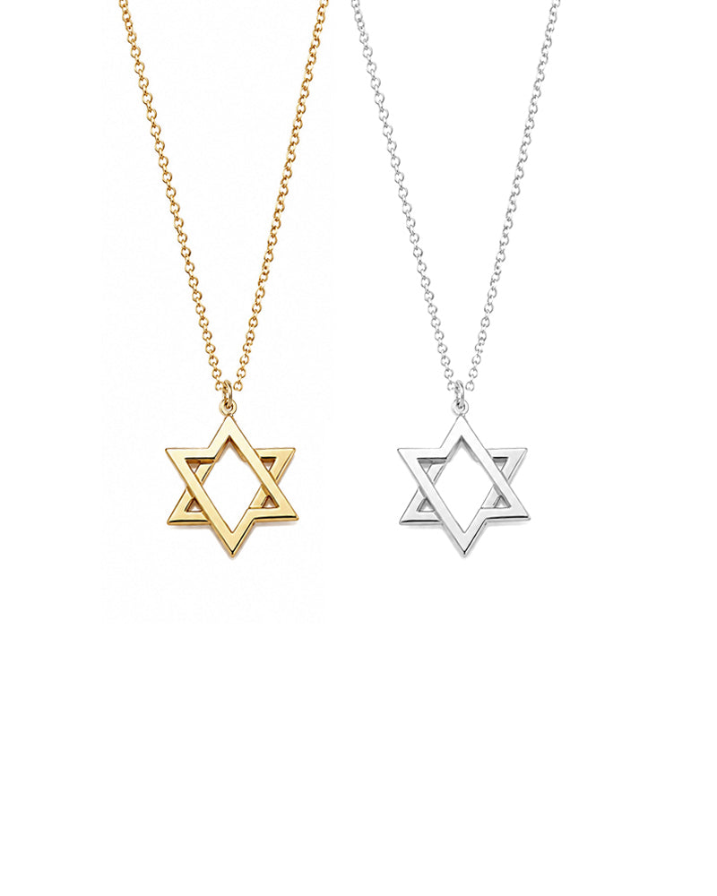 Or Movable Star of David Necklace
