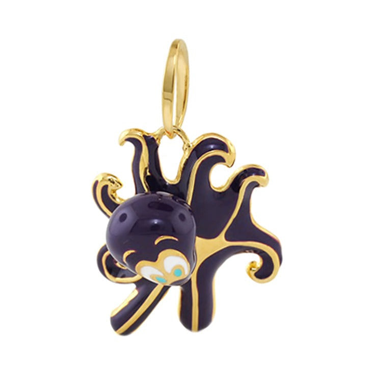 18K Gold Purple Octopus Pendant