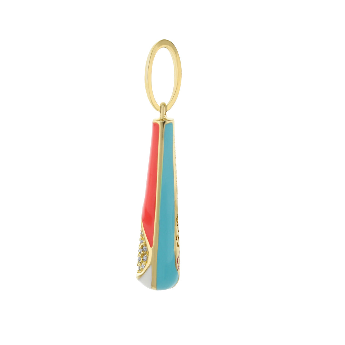 Petit Gateau Pendant — Enamel Stripe Pavé Taper