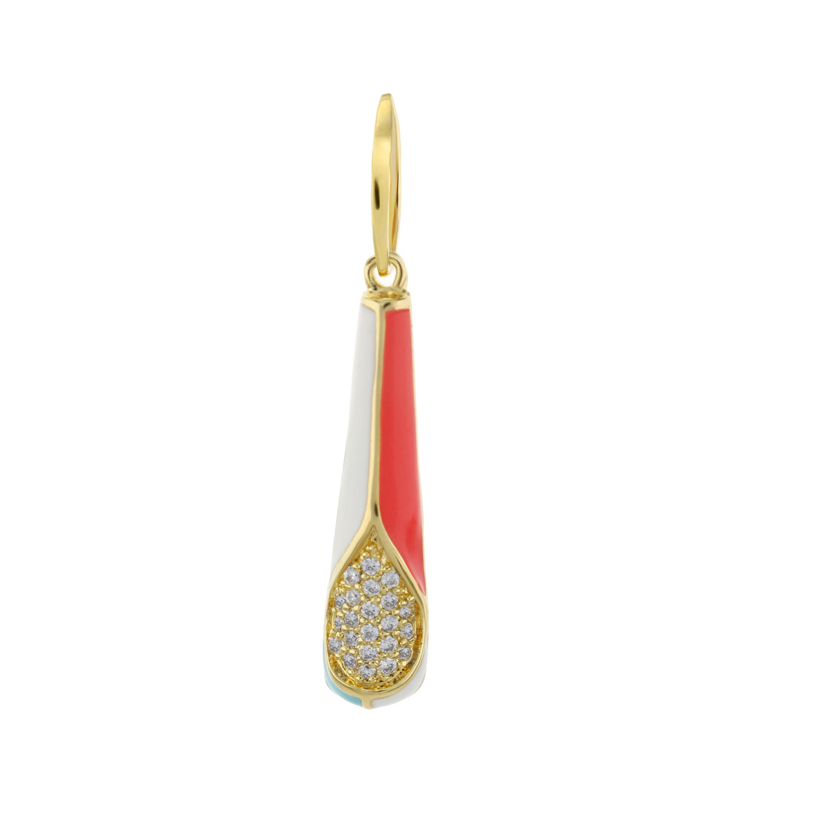 Petit Gateau Pendant — Enamel Stripe Pavé Taper