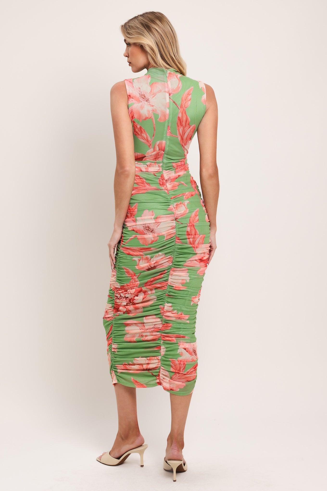 PARADISE GLOW POWER MESH MIDI DRESS by Flying Tomato at Shirley Shoppe