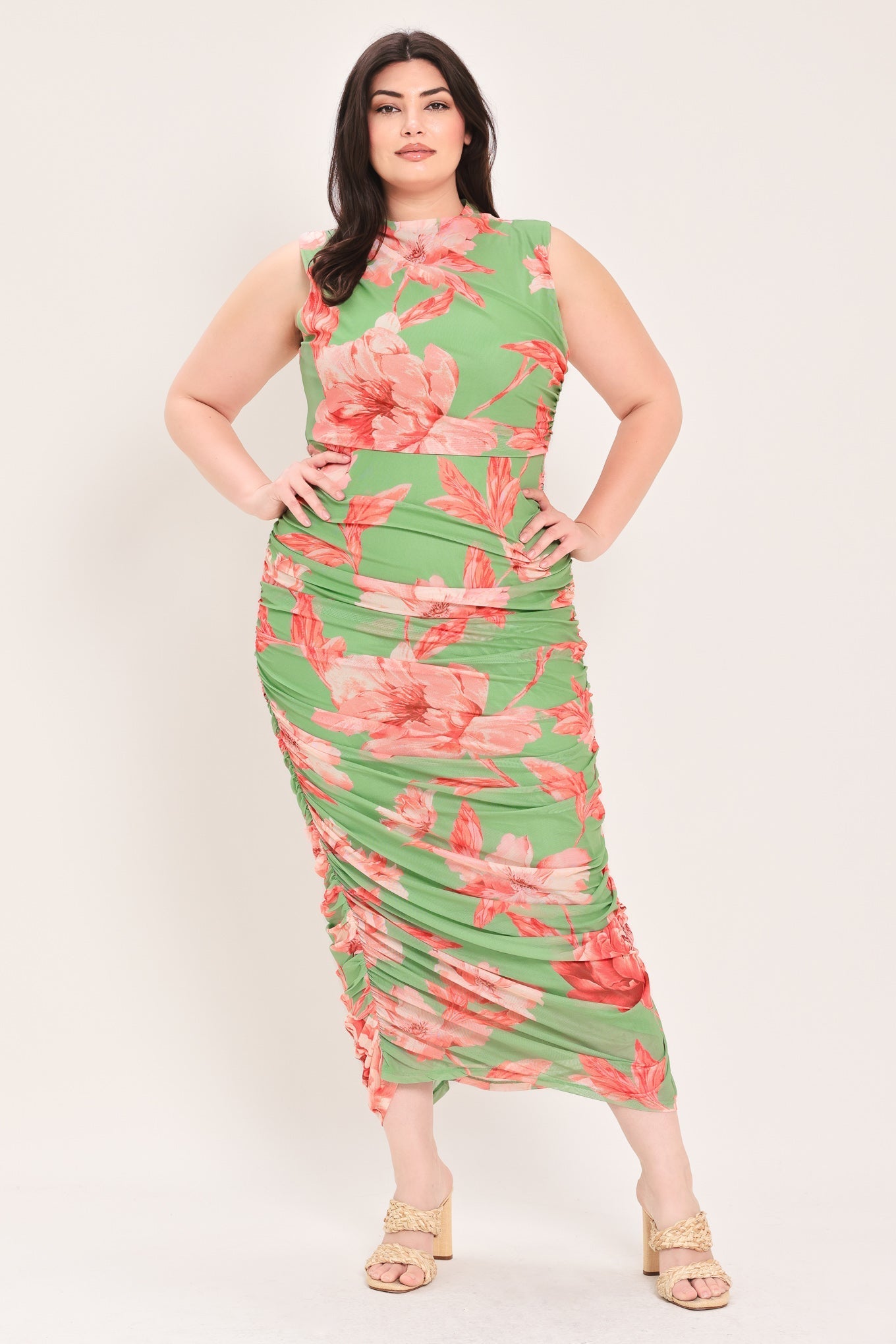 PARADISE GLOW POWER MESH MIDI DRESS by Flying Tomato at Shirley Shoppe