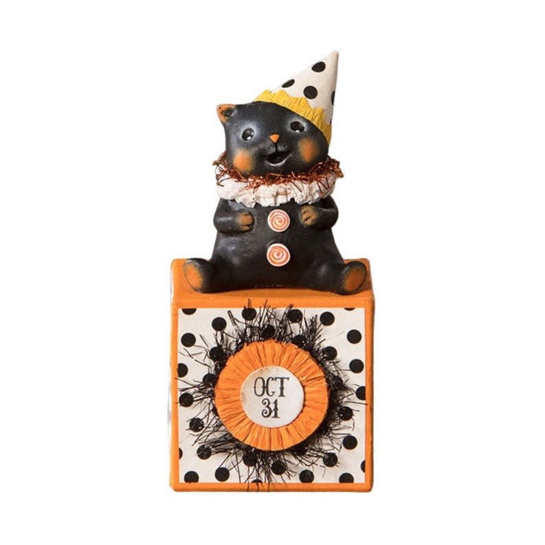 Party Hat Kitty on Block by Bethany Lowe Designs by Quirks! at Shirley Shoppe