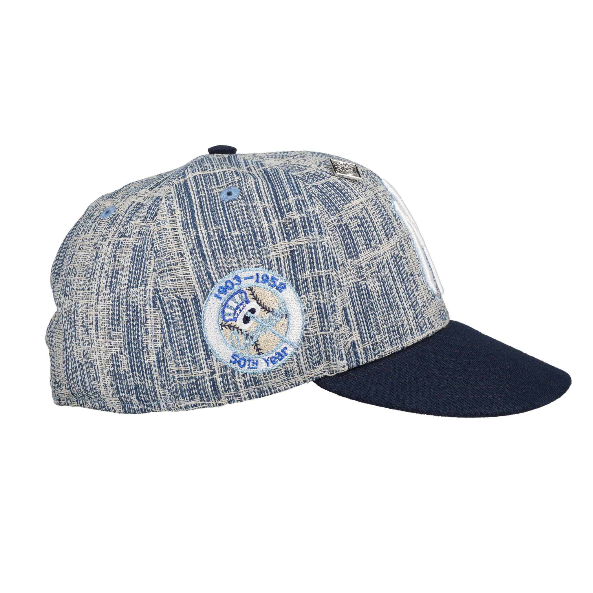 New York Yankees Distressed Denim 50th Season Patch 59Fifty Fitted Hat