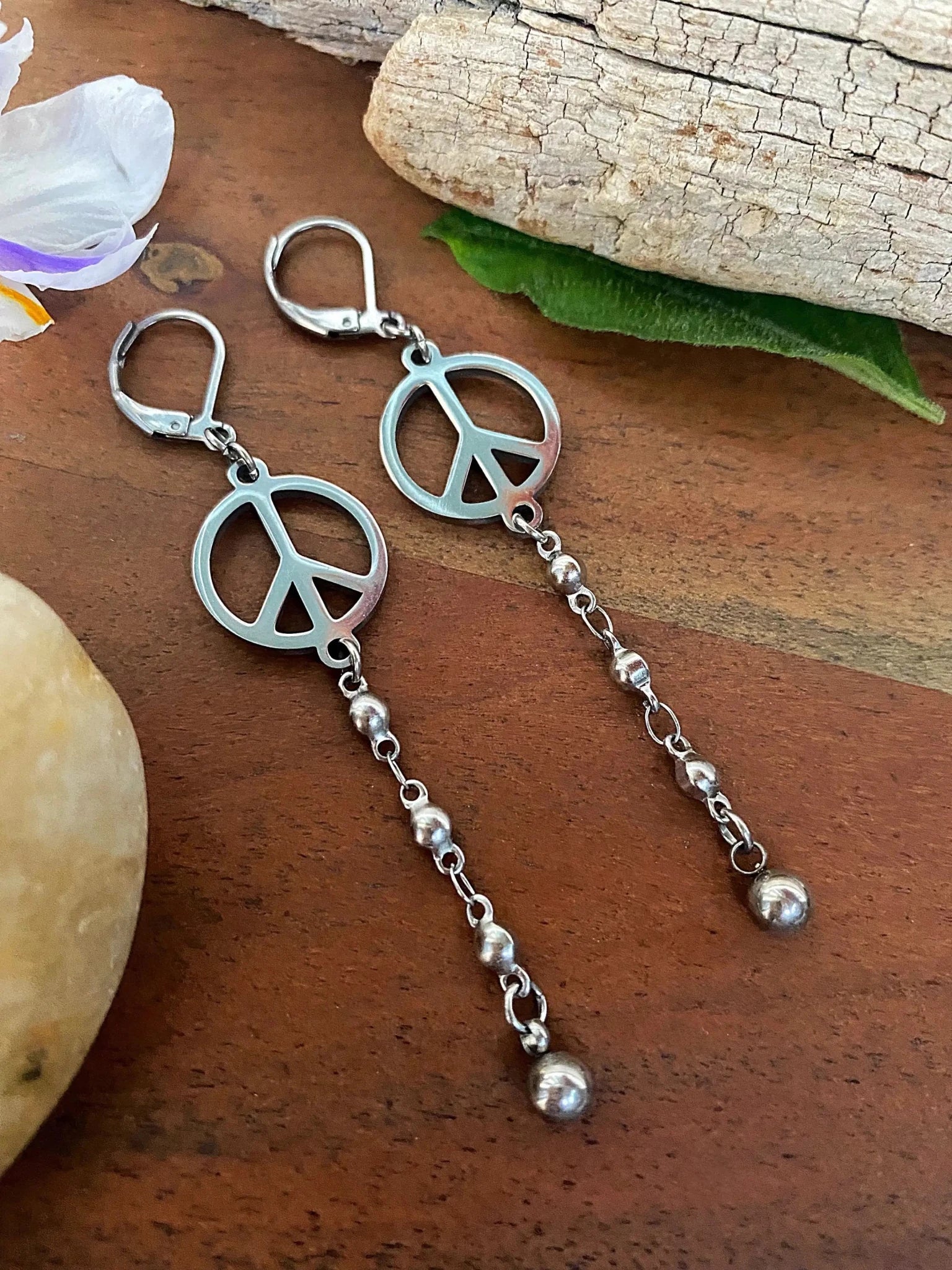 PEACE CHAIN EARRINGS by Bellaforma Jewelry at Shirley Shoppe