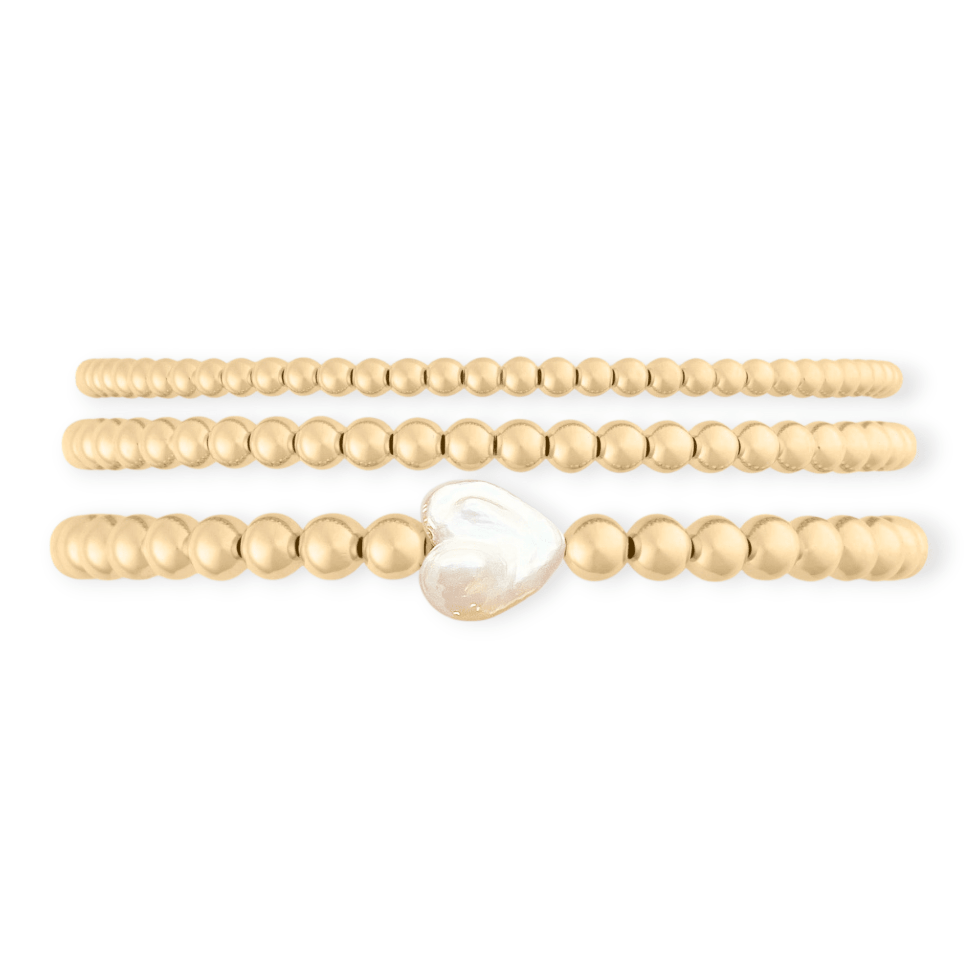pearl heart juno bracelet triple stack (3+4+5mm) by Cuffed by Nano LLC at Shirley Shoppe