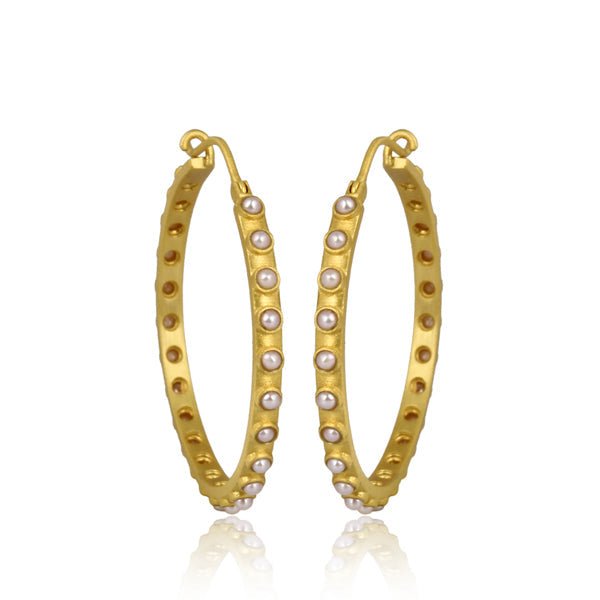 Pearl Hoop Earrings by Christina Greene at Shirley Shoppe