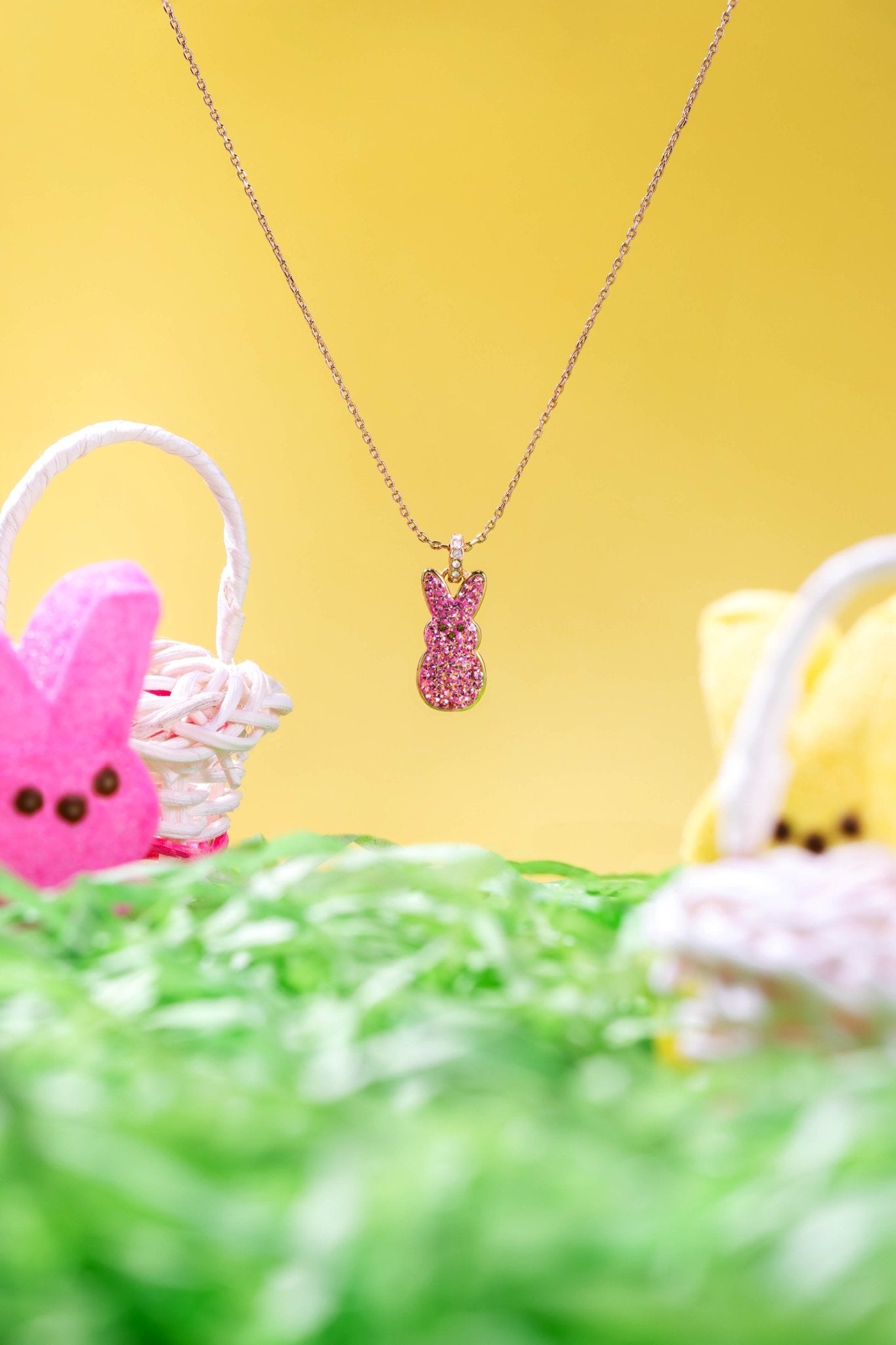 PEEPS® Pink Crystal Bunny Pendant Necklace by ALEX AND ANI at Shirley Shoppe