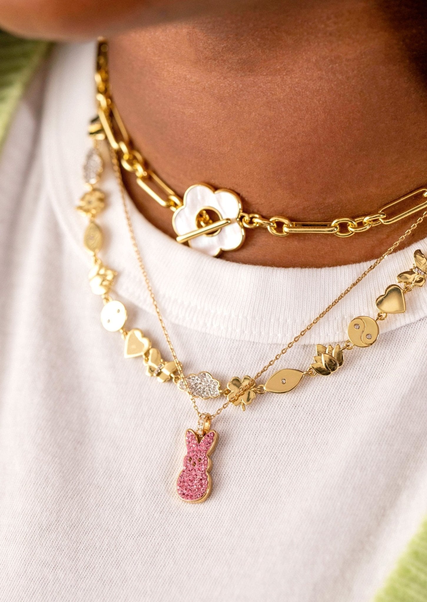 PEEPS® Pink Crystal Bunny Pendant Necklace by ALEX AND ANI at Shirley Shoppe