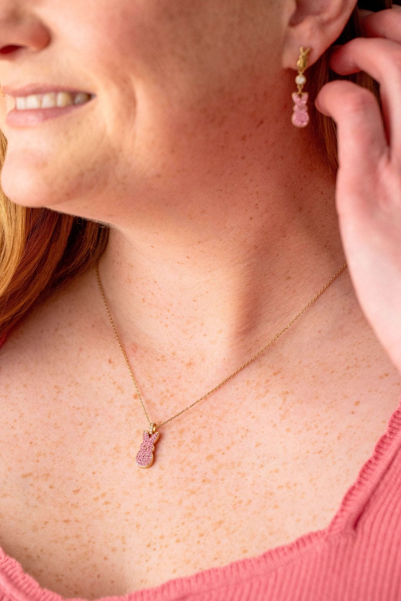 PEEPS® Pink Crystal Bunny Pendant Necklace by ALEX AND ANI at Shirley Shoppe