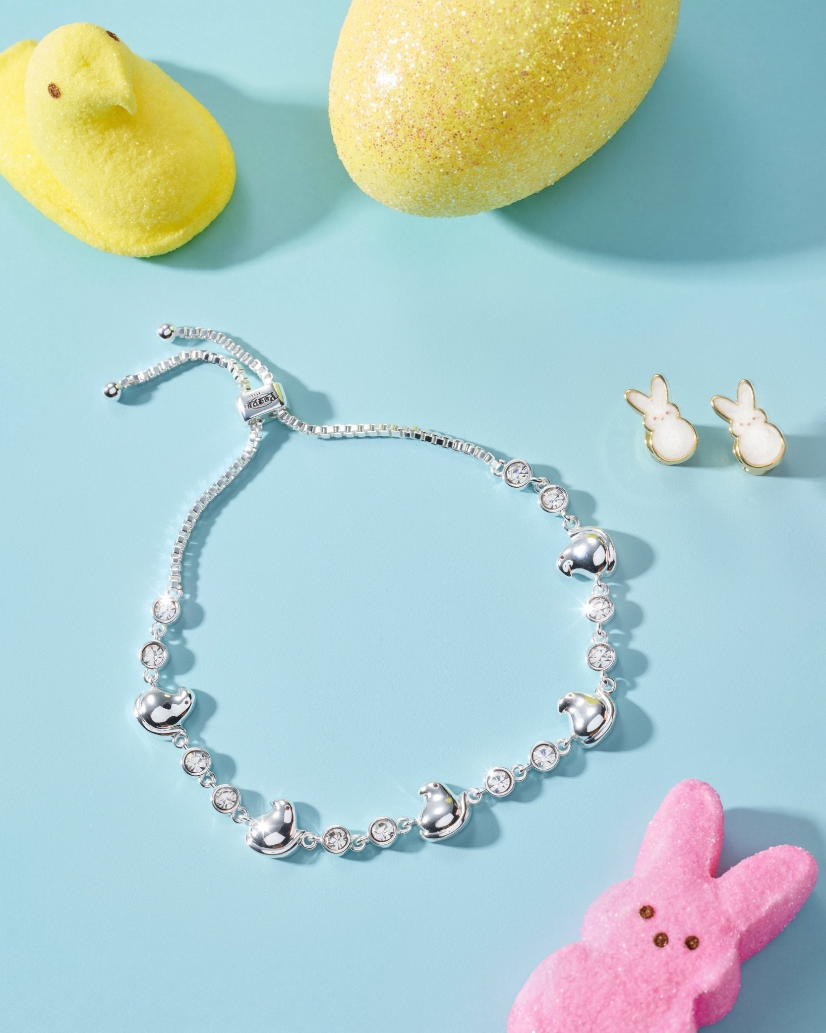 PEEPS® White Pearlized Bunny Studs by ALEX AND ANI at Shirley Shoppe