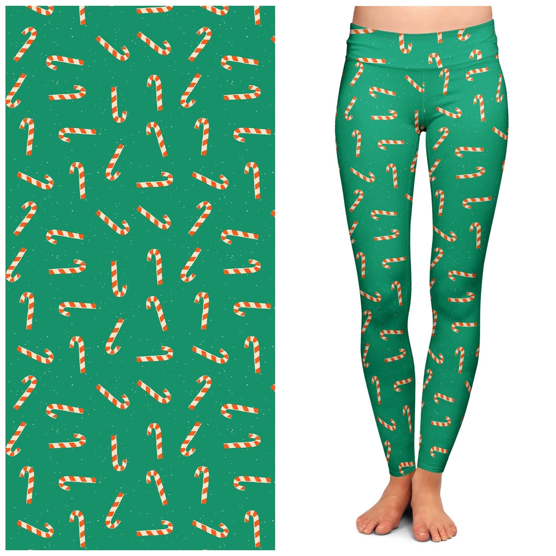 "Peppermint Twist" Buttery Soft Leggings by Lipstick & Chrome by Quirks! at Shirley Shoppe