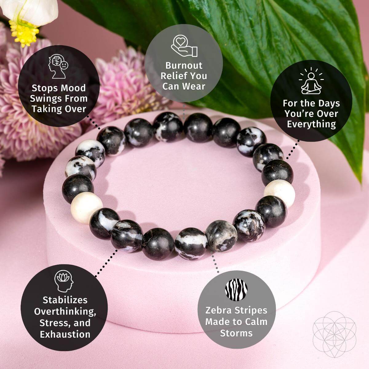 Permission to Pause - The Zebra Jasper Bracelet by Conscious Items at Shirley Shoppe