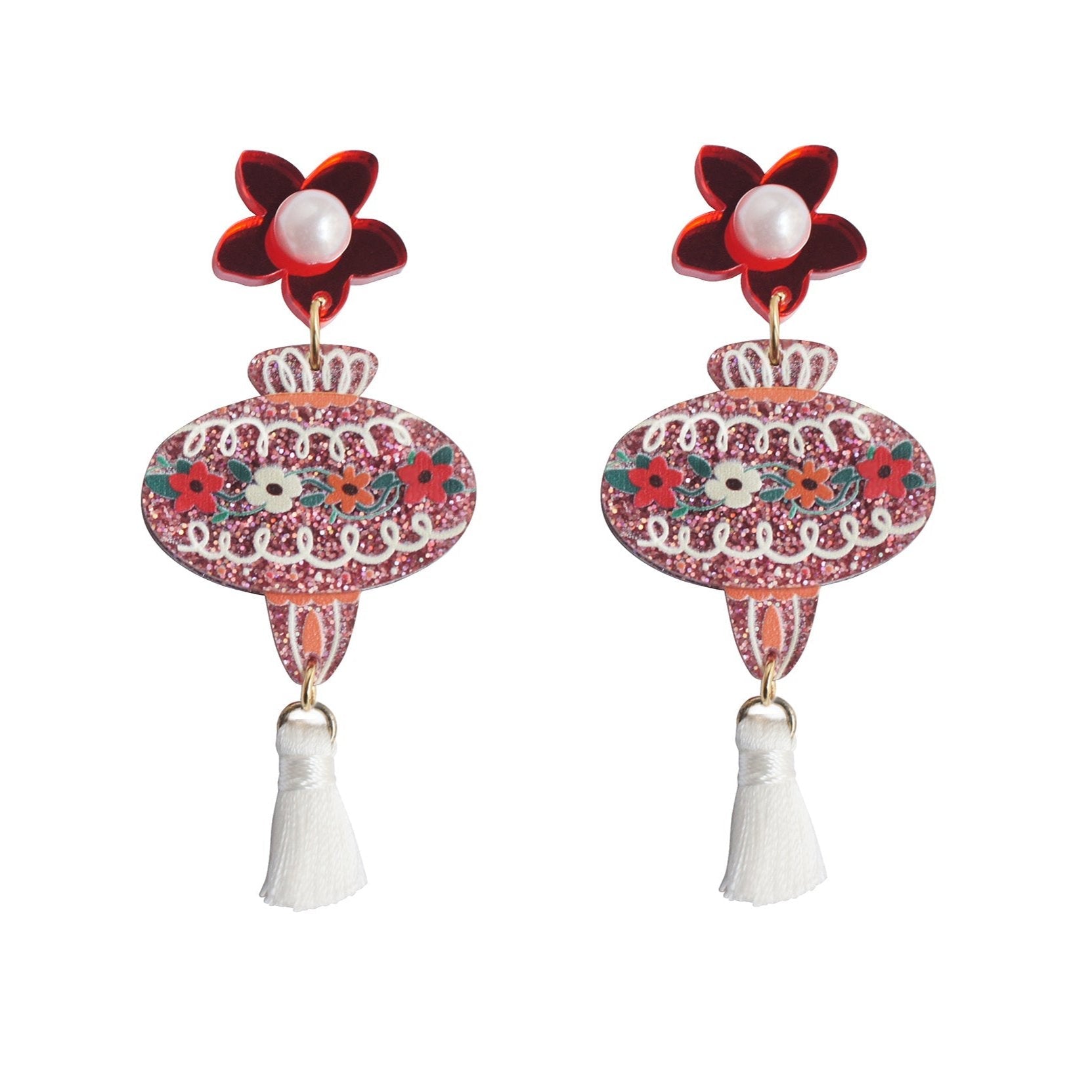 Pink Christmas Bauble Earrings by Laliblue – Retro Statement Jewelry Laliblue by Quirks! at Shirley Shoppe