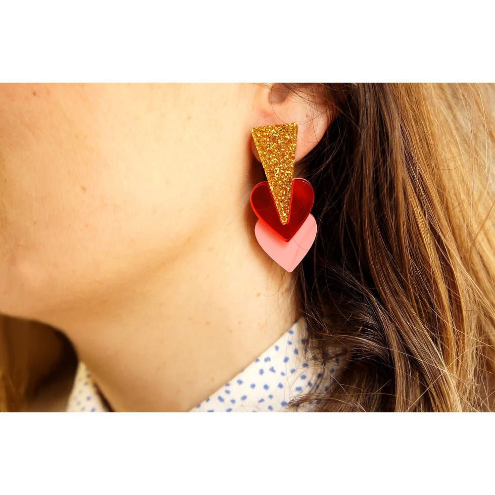 Pink Hearts Earrings by Laliblue by Quirks! at Shirley Shoppe