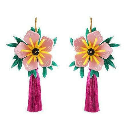 Pink Tropical Flower Earrings by Laliblue