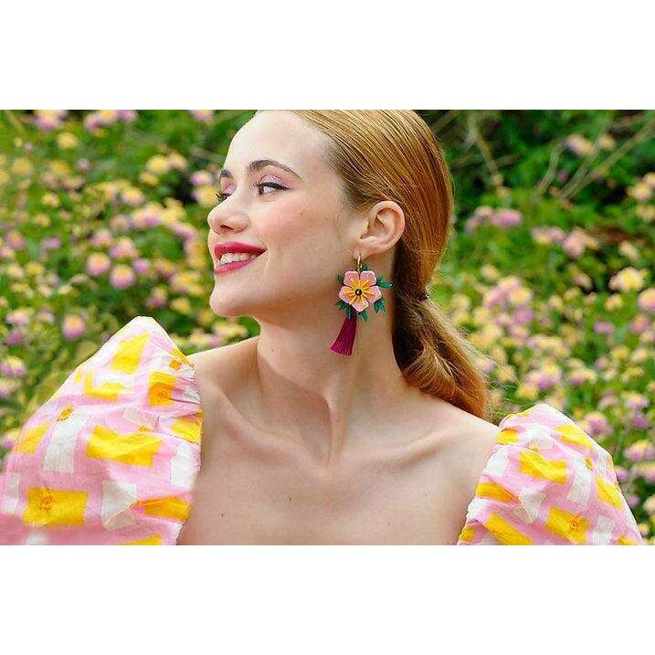 Pink Tropical Flower Earrings by Laliblue