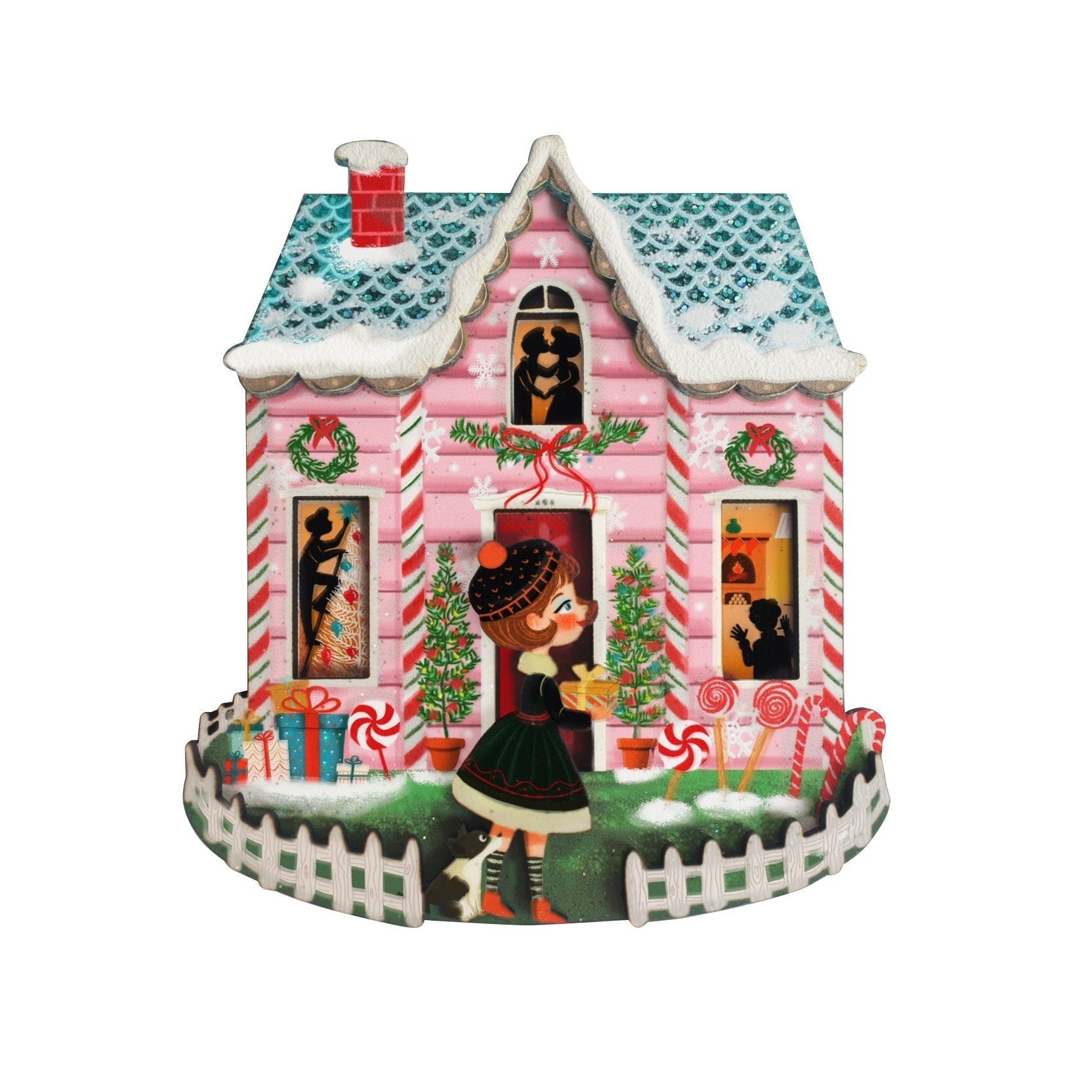 Pinkmas House Brooch by Laliblue – Retro Kitschy Statement Brooch for Collectors by Quirks! at Shirley Shoppe