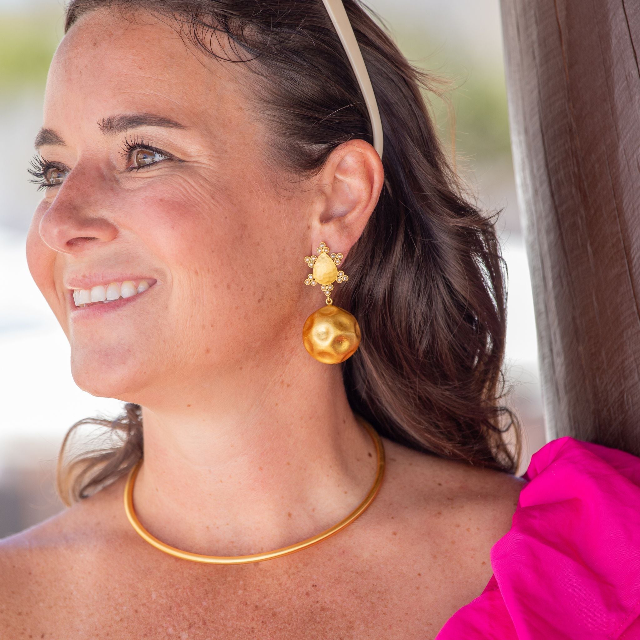 Playa del Sol Drop Earrings - Pearl by Christina Greene at Shirley Shoppe