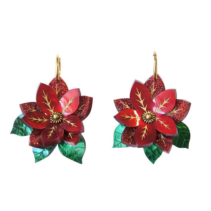 Poinsettia Earrings by Laliblue – Retro Statement Jewelry Laliblue by Quirks! at Shirley Shoppe