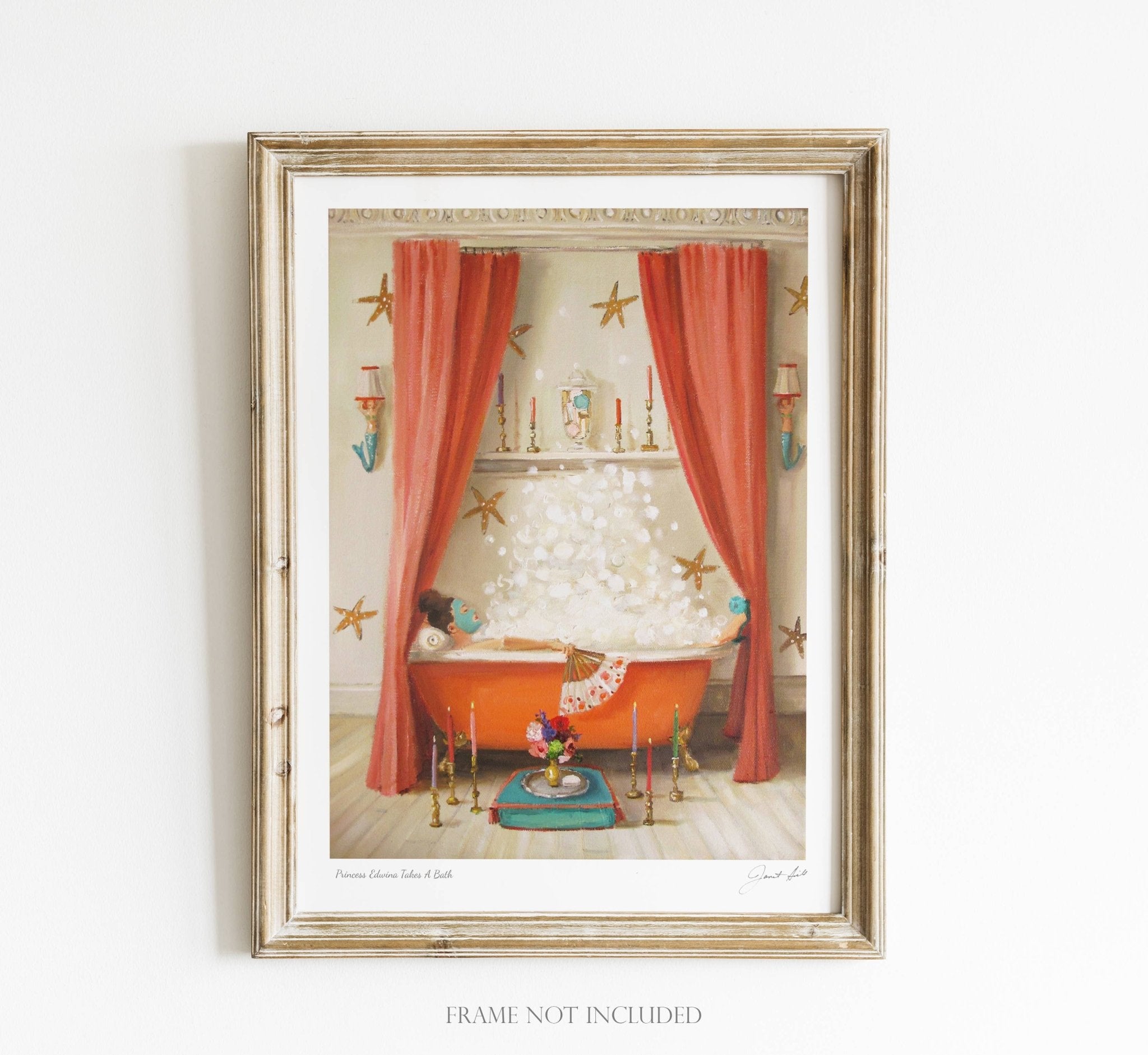 Princess Edwina Takes A Bath Art Print - 8.5" X 11" by Quirks! at Shirley Shoppe