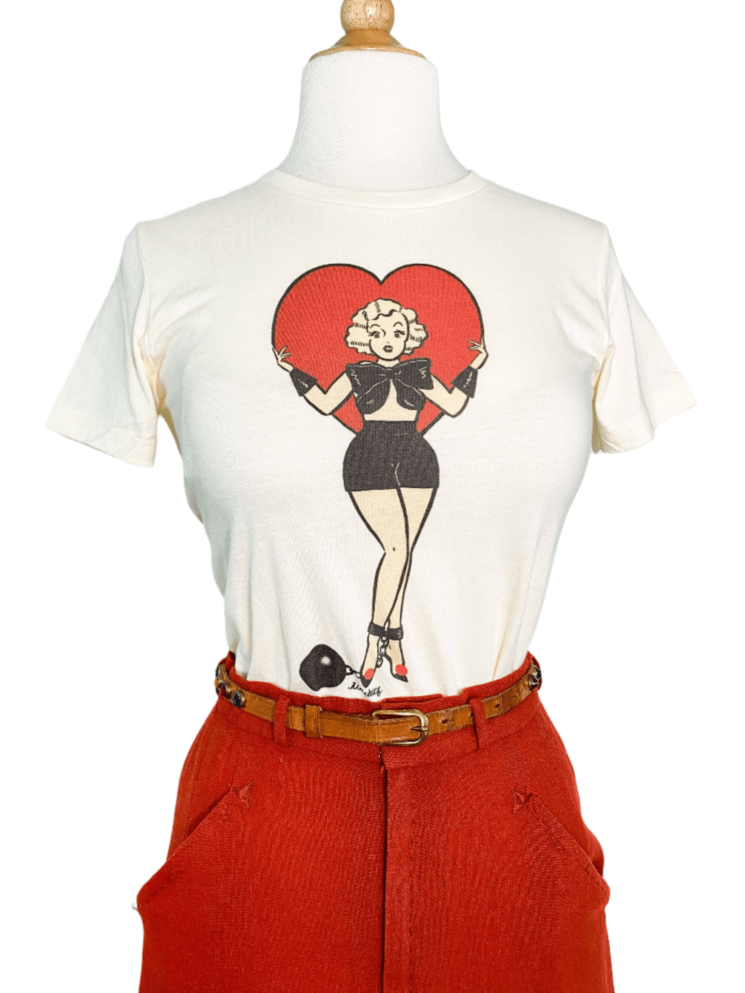 Prisoner of Love Fitted Tee in Ivory - X - LARGE by Quirks! at Shirley Shoppe