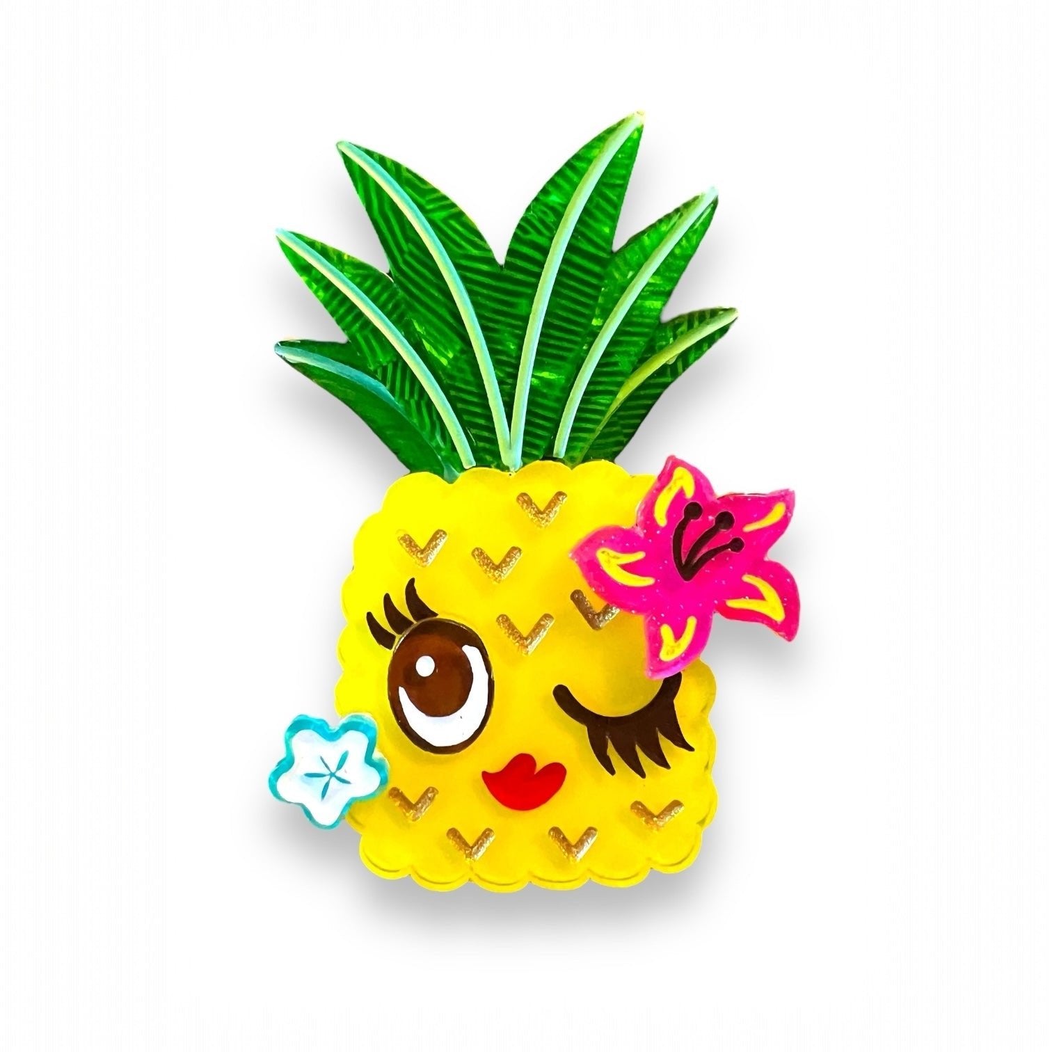 Pucker Up Pineapple Brooch by Miss Fluff x Lipstick & Chrome by Quirks! at Shirley Shoppe