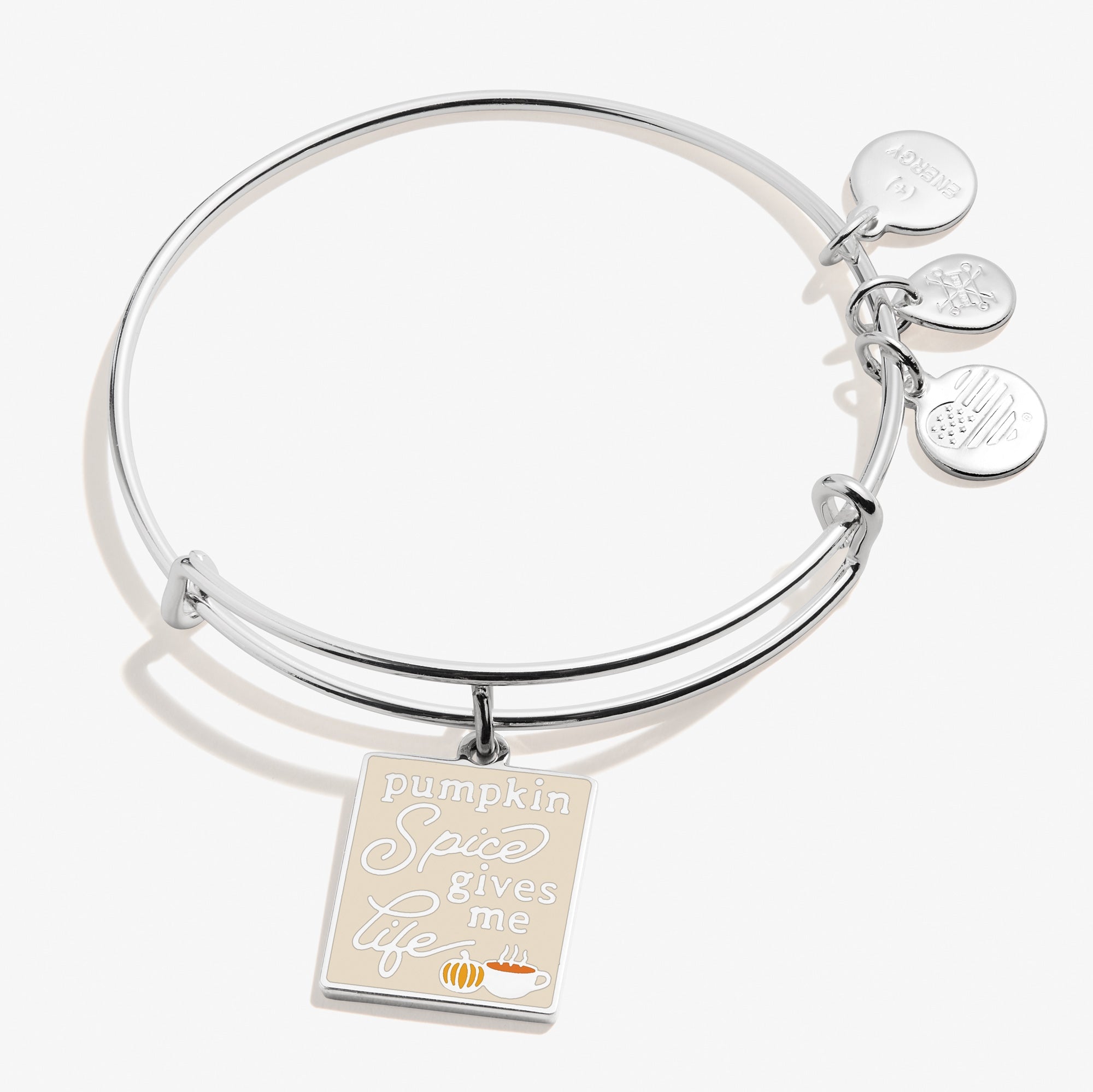 'Pumpkin Spice Gives Me Life' Charm Bangle Bracelet by ALEX AND ANI at Shirley Shoppe