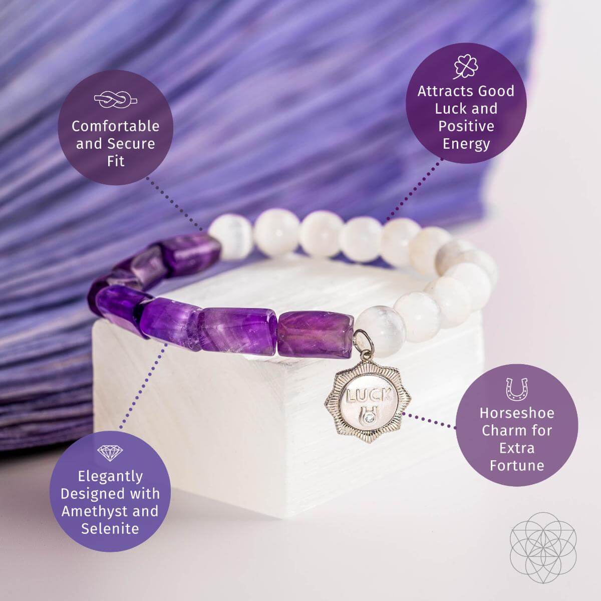 Pure Luck - Horseshoe Amethyst Bracelet by Conscious Items at Shirley Shoppe
