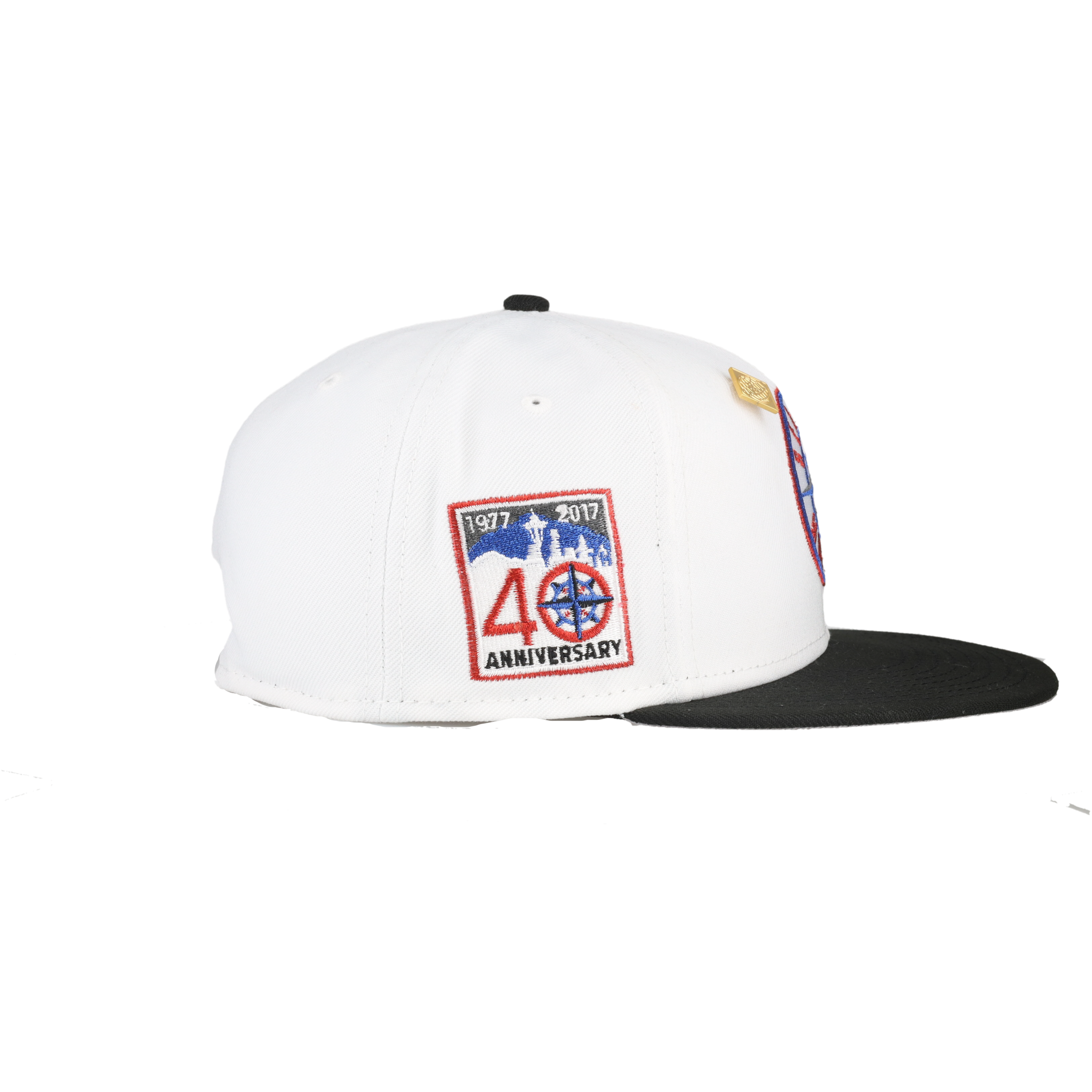 Seattle Mariners Pure White 40th Anniversary Patch 59Ffity Fitted Hat