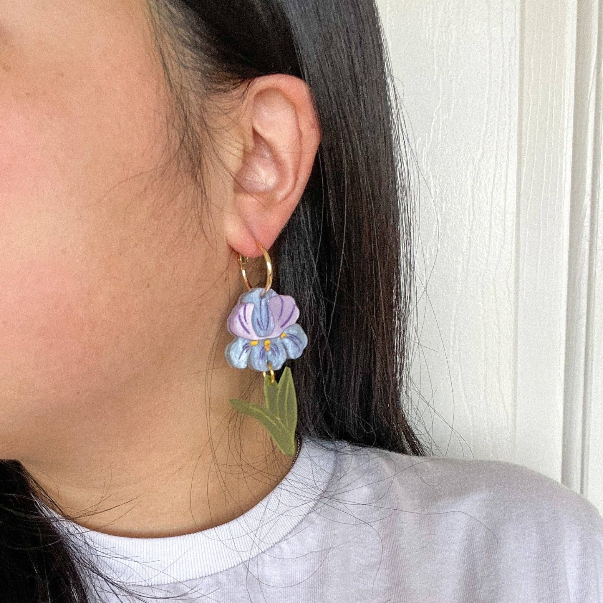 Purple Iris Earrings by Quirks! at Shirley Shoppe