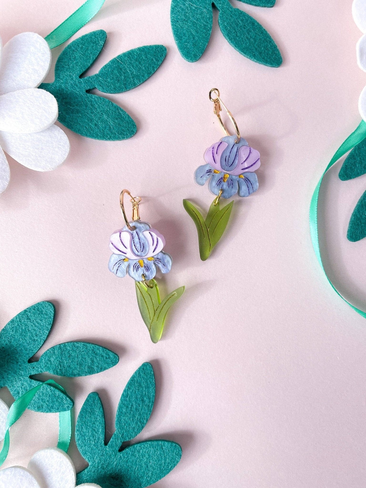 Purple Iris Earrings by Quirks! at Shirley Shoppe