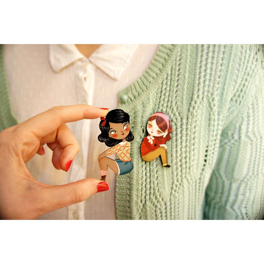 Puzzle with girl of African descent brooch by Laliblue by Quirks! at Shirley Shoppe