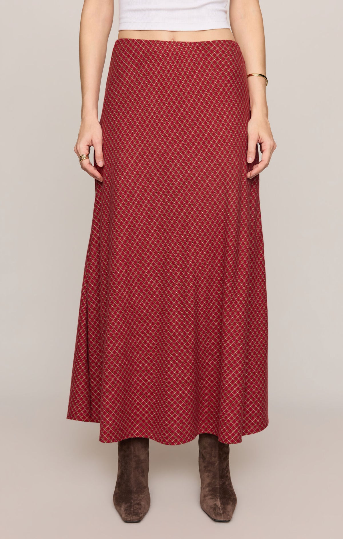 Crestview Plaid Skirt in Red Dahlia