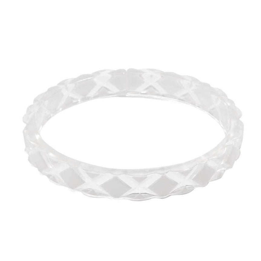 Quilted Resin Bangle Bracelet - WHITE by Quirks! at Shirley Shoppe