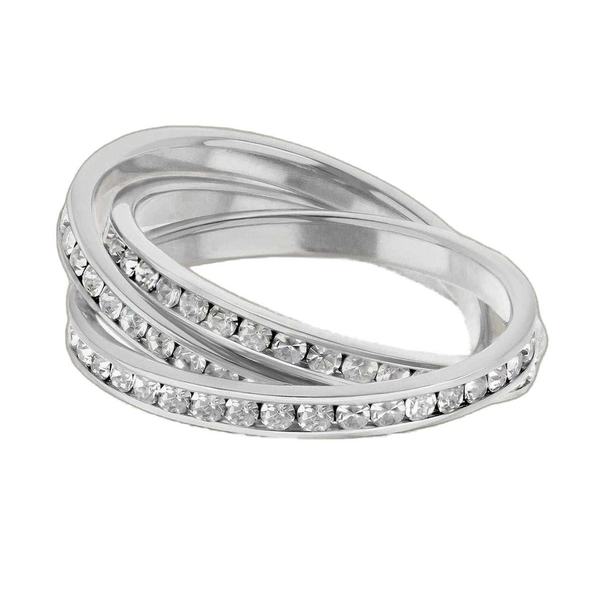 Glamour Pave Stackable Ring — Triple Channel Roll