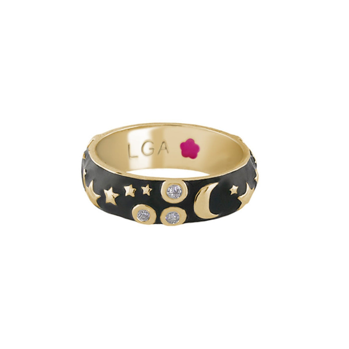Stars of Night Stackable Ring — Wide Enamel Band