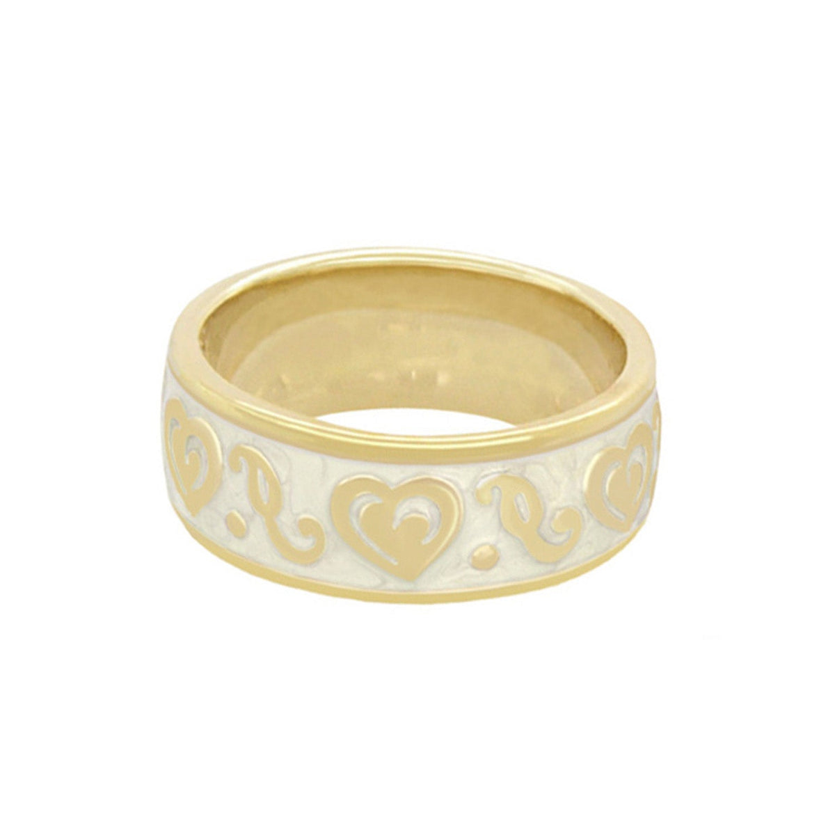 Hidden Hearts Ring — Enamel Scroll Band